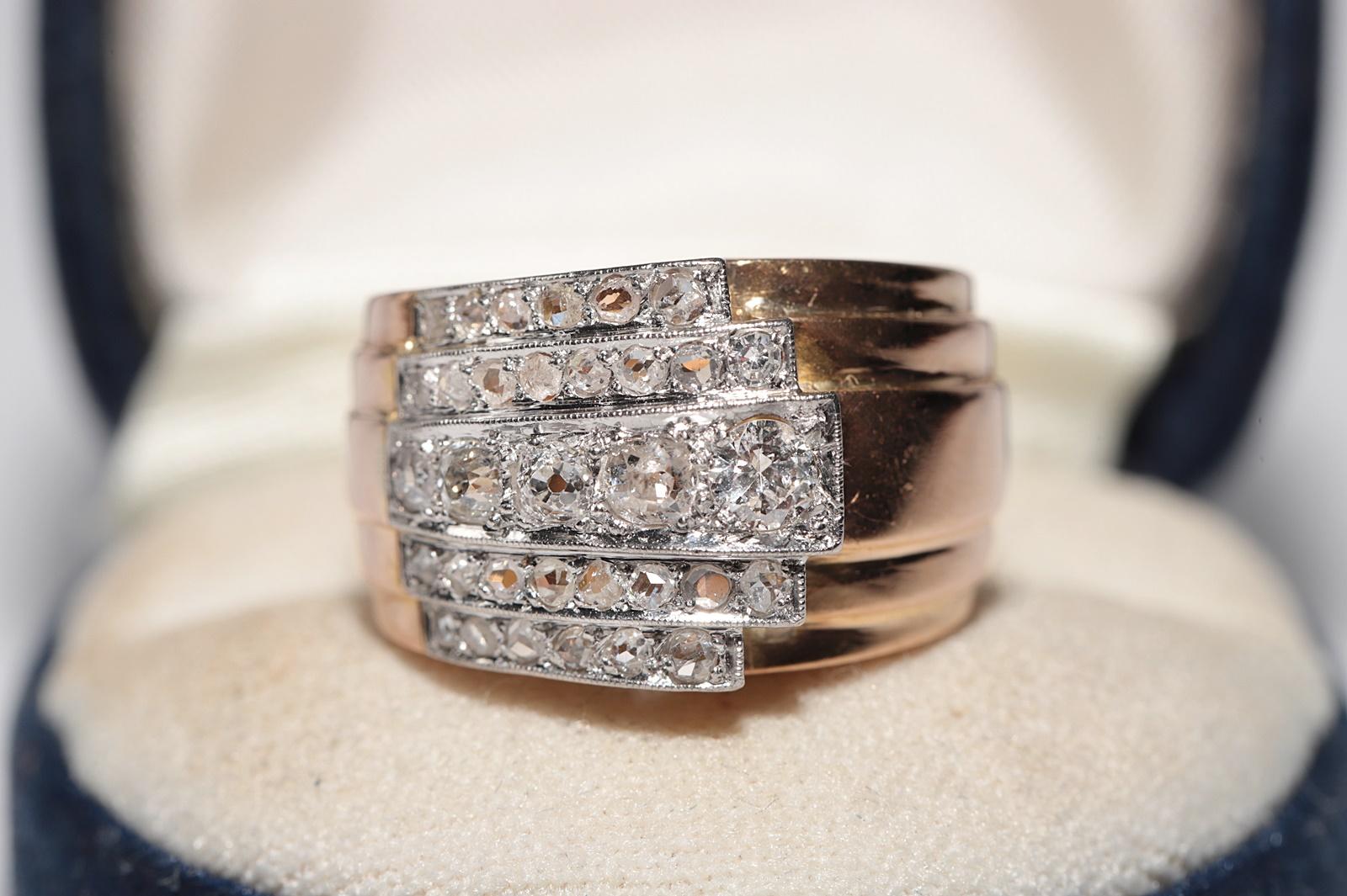 Ancienne bague Tank des années 1900 en or 18 carats décorée de diamants naturels Pour femmes en vente