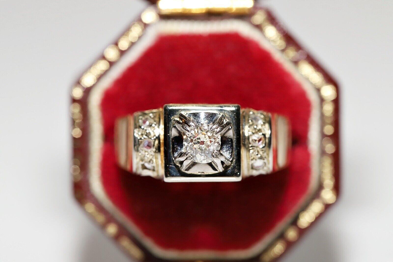 Antico anello con serbatoio decorato con diamanti naturali in oro 18 carati del 1900 CIRCA in vendita 5