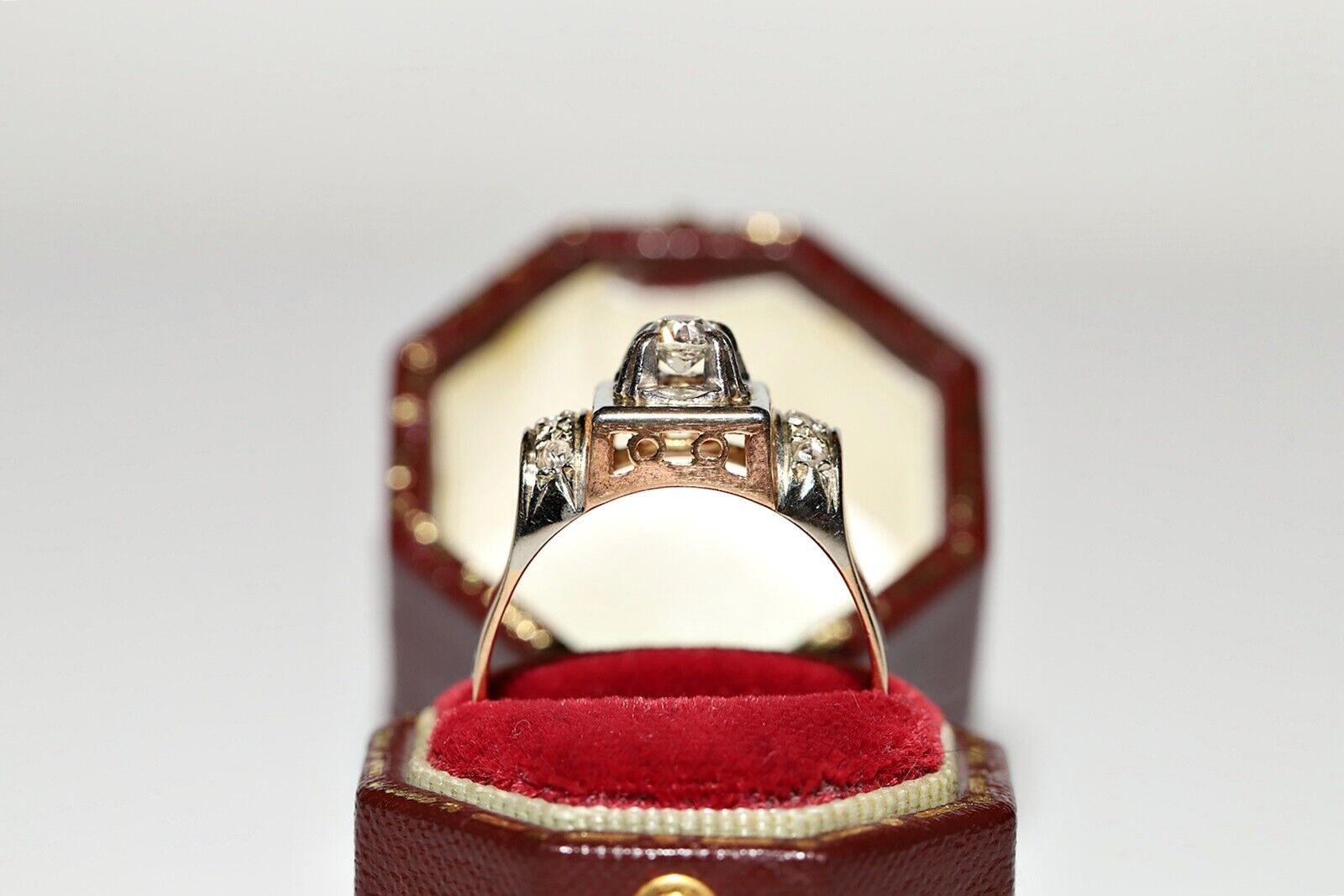 Antique Circa 1900s 18k Gold Natural Diamond Decorated Tank Ring For Sale 6