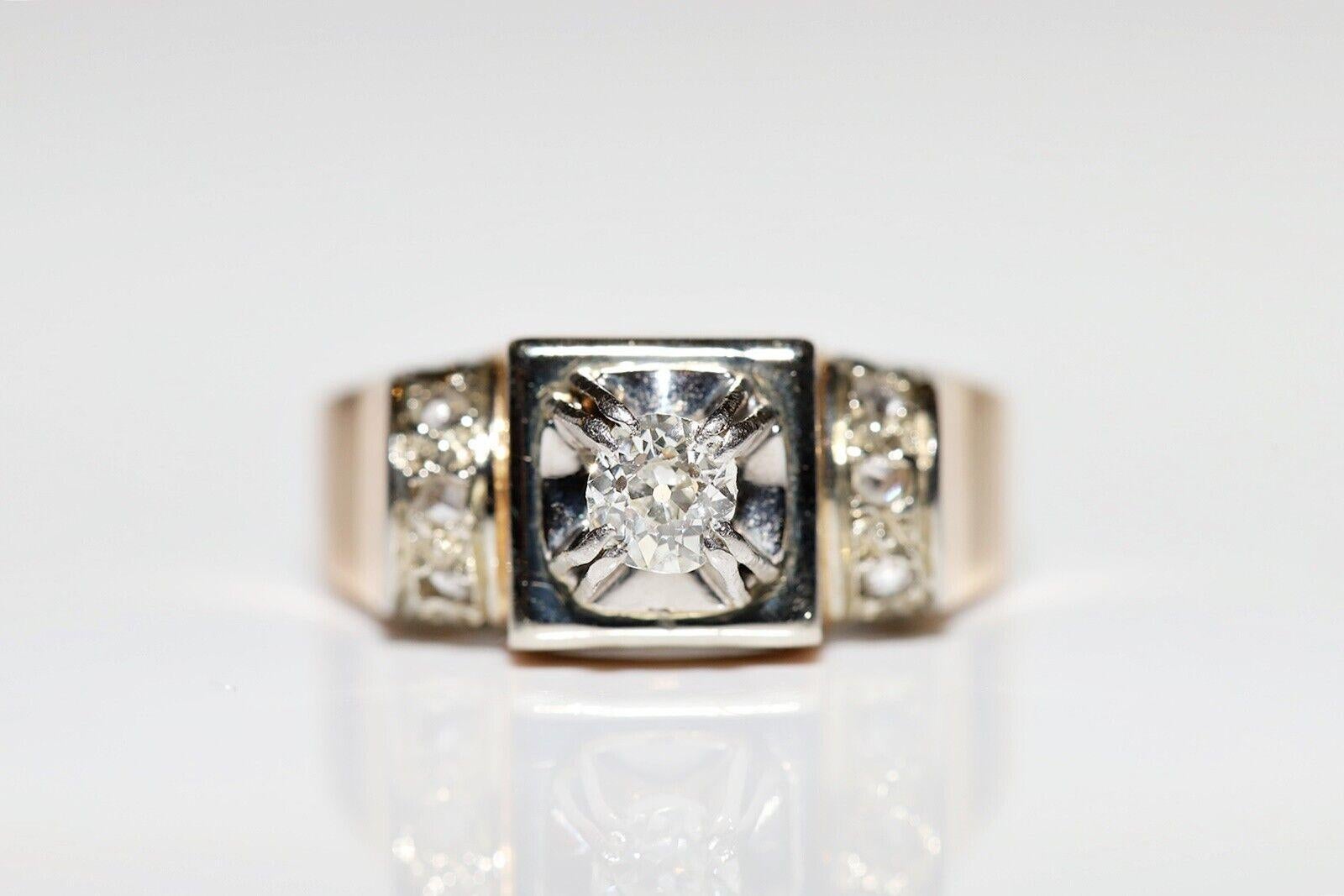 Antico anello con serbatoio decorato con diamanti naturali in oro 18 carati del 1900 CIRCA in vendita 7