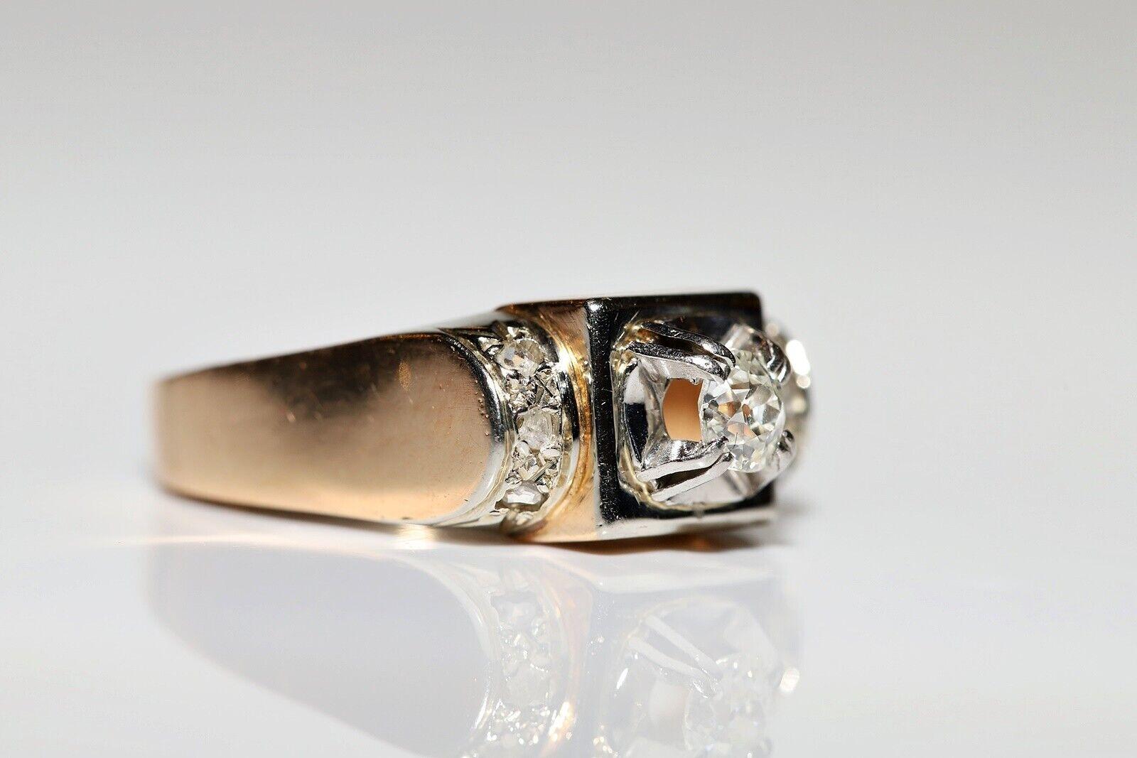 Antico anello con serbatoio decorato con diamanti naturali in oro 18 carati del 1900 CIRCA in vendita 8