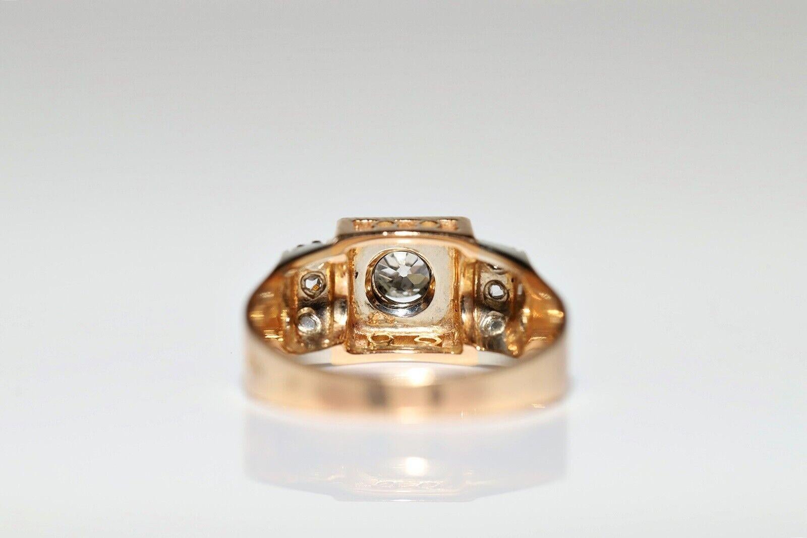Antiker 18 Karat Gold natürlicher Diamant-Dekorierter Tank-Ring, um 1900er Jahre (Alteuropäischer Schliff) im Angebot