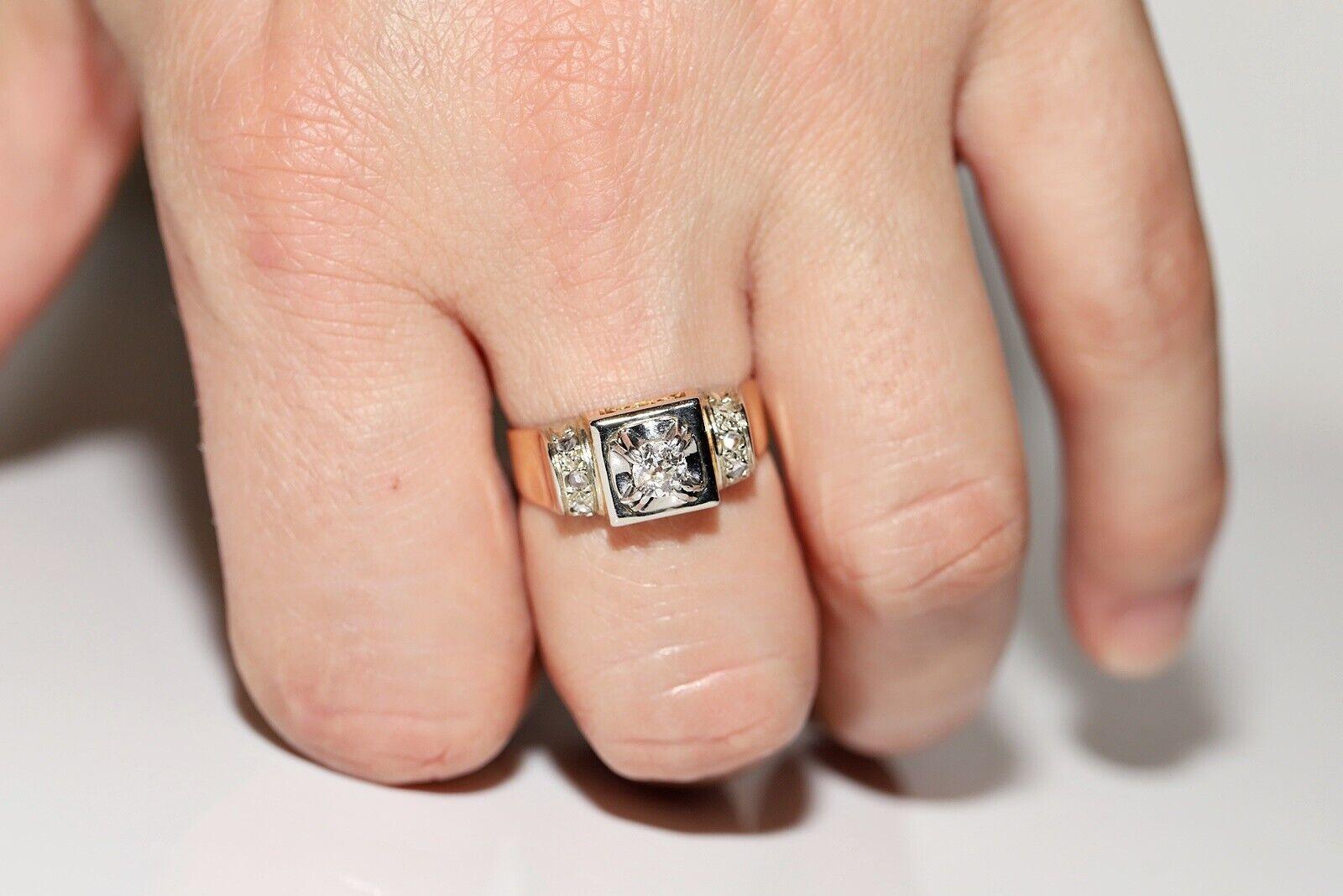 Antico anello con serbatoio decorato con diamanti naturali in oro 18 carati del 1900 CIRCA in vendita 1