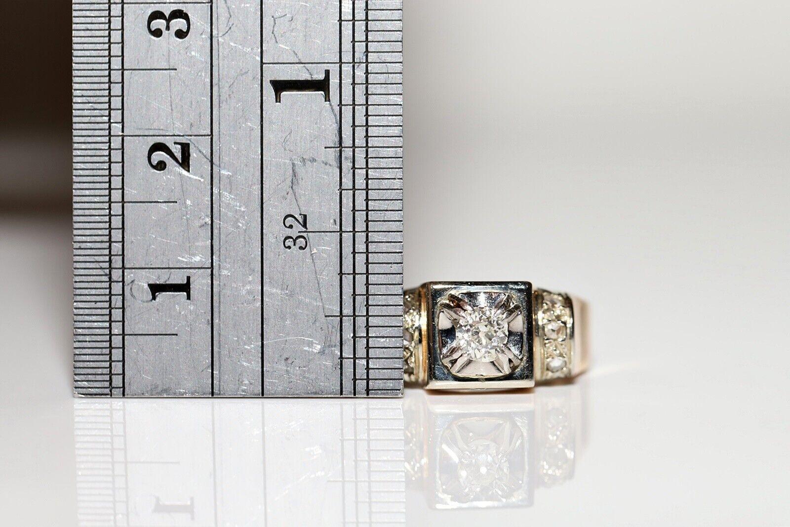 Antiker 18 Karat Gold natürlicher Diamant-Dekorierter Tank-Ring, um 1900er Jahre im Angebot 2
