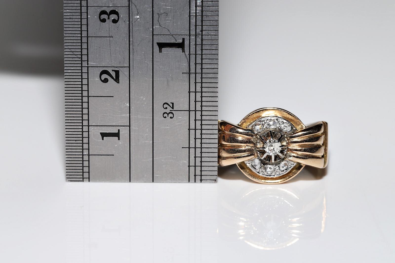 Antiker 18 Karat Gold natürlicher Diamant-Dekorierter Tank-Ring, um 1900er Jahre  im Angebot 3