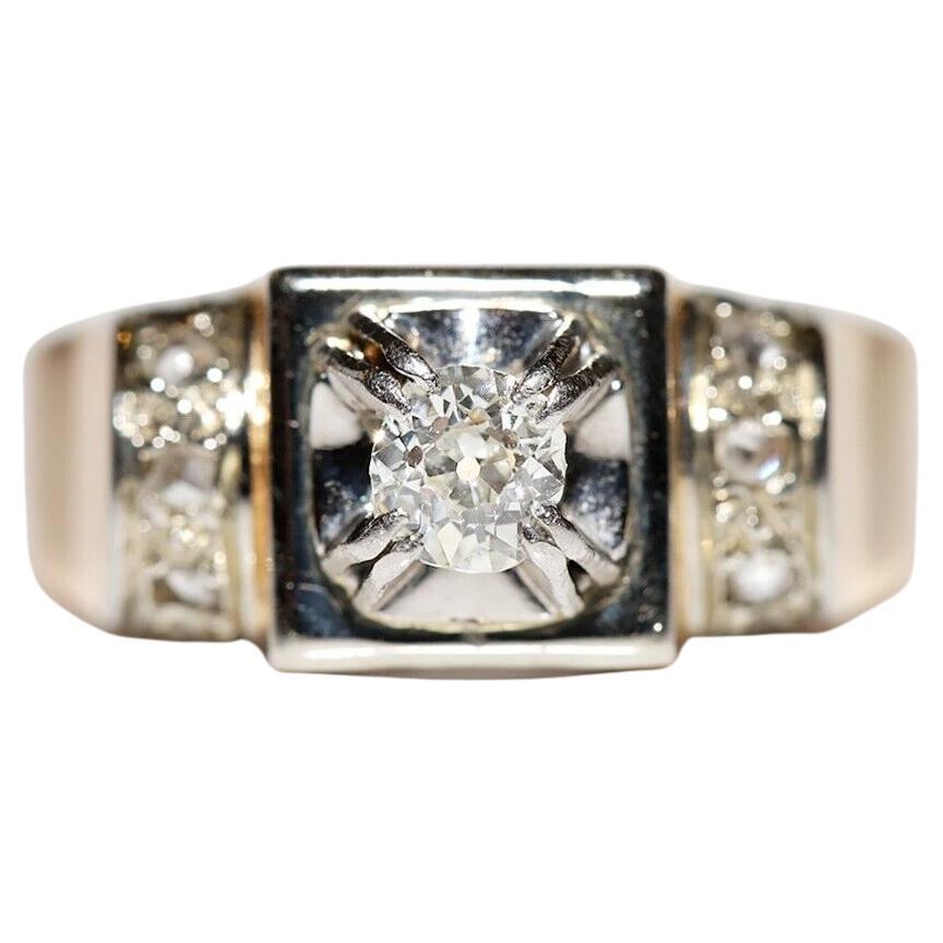 Antiker 18 Karat Gold natürlicher Diamant-Dekorierter Tank-Ring, um 1900er Jahre
