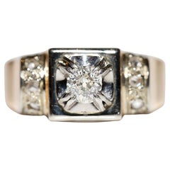 Antiker 18 Karat Gold natürlicher Diamant-Dekorierter Tank-Ring, um 1900er Jahre