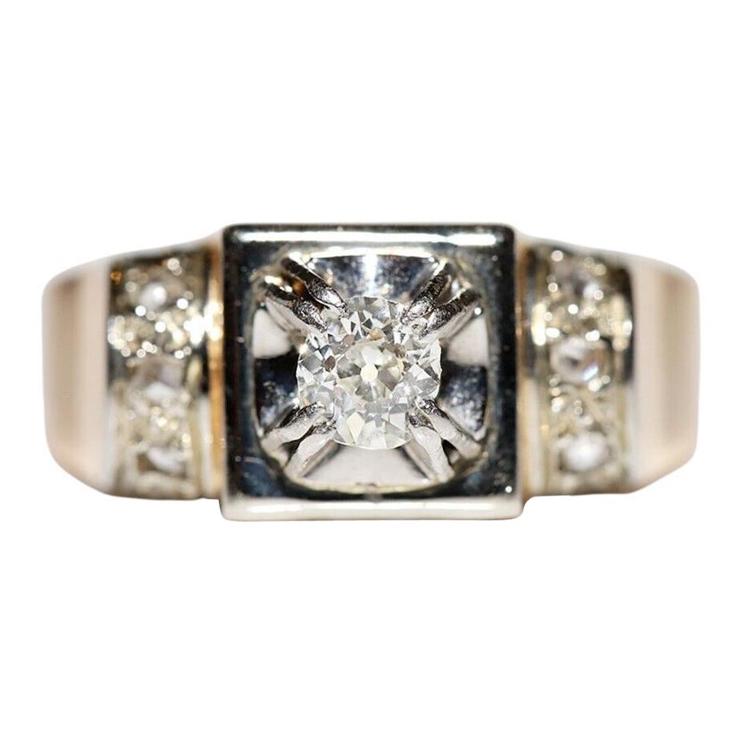 Antico anello con serbatoio decorato con diamanti naturali in oro 18 carati del 1900 CIRCA