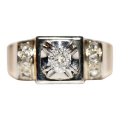 Ancienne bague Tank des années 1900 en or 18 carats décorée de diamants naturels