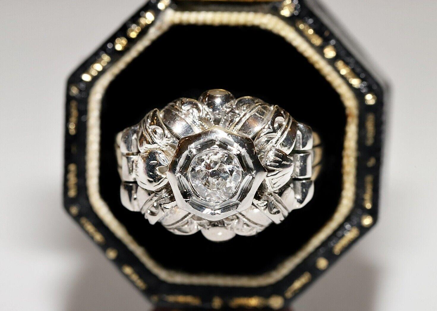 Antique des années 1900 en or 18 carats avec diamant naturel  Bague de fiançailles solitaire en vente 6