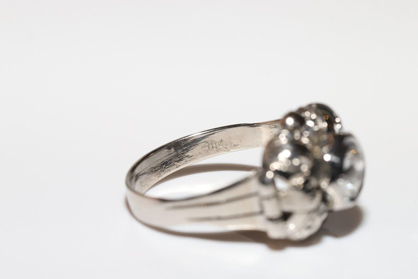 Antico diamante naturale in oro 18 carati CIRCA 1900  Anello solitario di fidanzamento in vendita 1