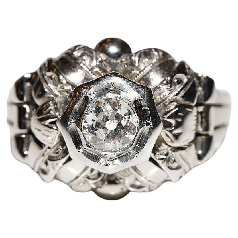 Antico diamante naturale in oro 18 carati CIRCA 1900  Anello solitario di fidanzamento