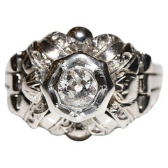 Antico diamante naturale in oro 18 carati CIRCA 1900  Anello solitario di fidanzamento