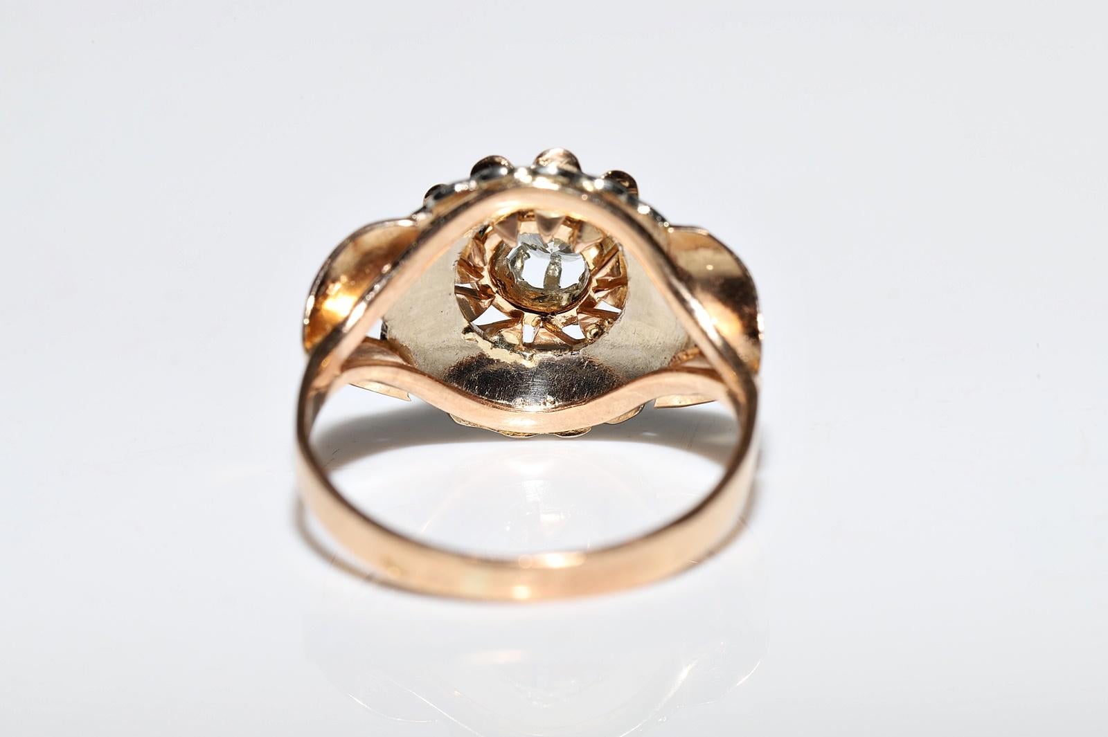 Anello di fidanzamento antico CIRCA 1900 in oro 18k con diamante naturale e solitario in vendita 4