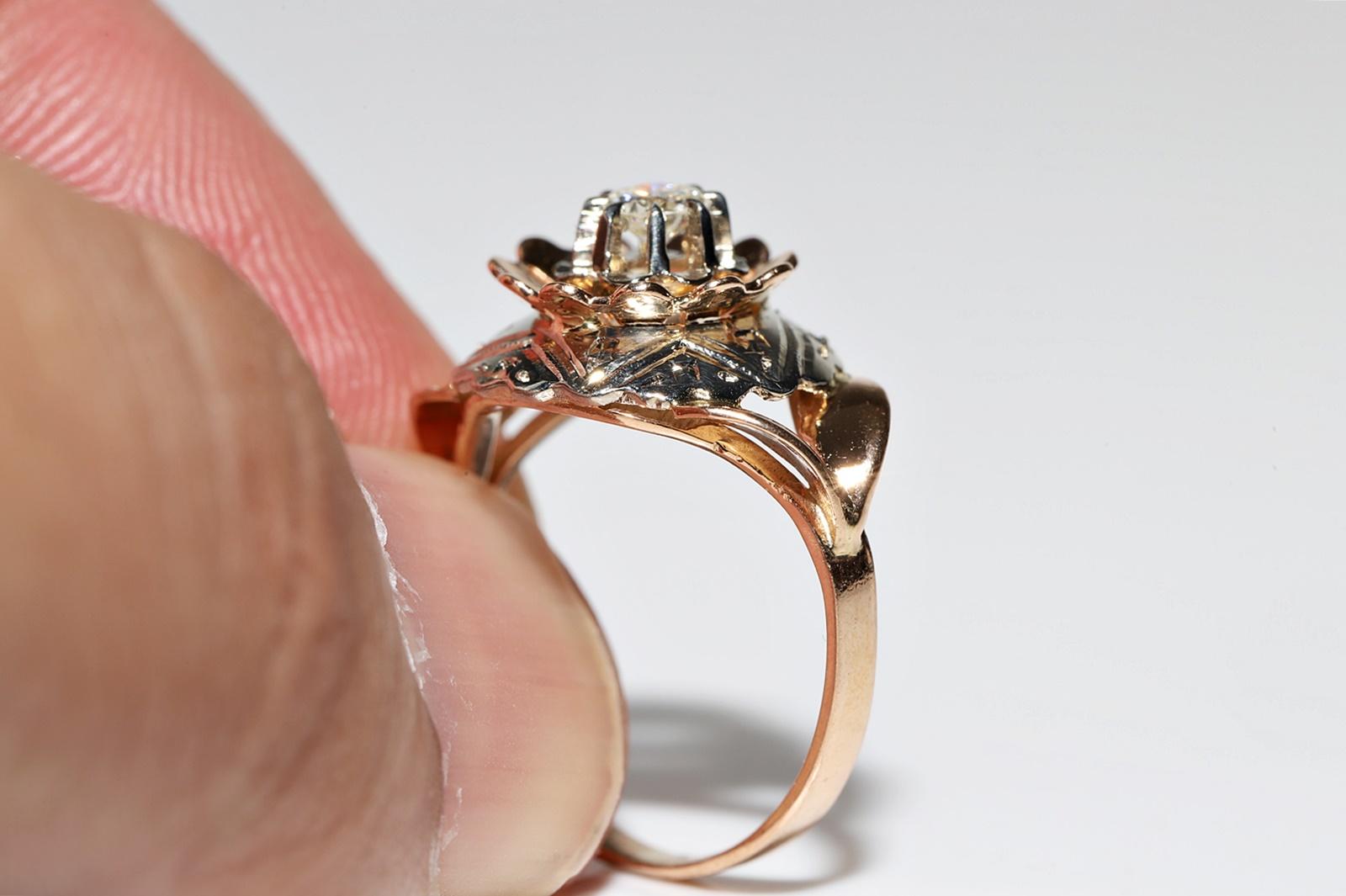 Anello di fidanzamento antico CIRCA 1900 in oro 18k con diamante naturale e solitario in vendita 5