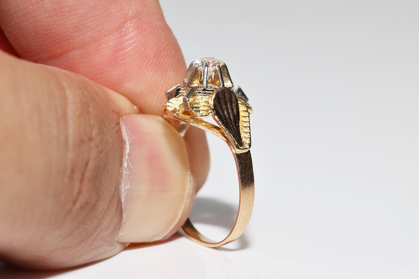 Antique Circa 1900s 18k Gold Natural Diamond Solitaire Engagement Ring For Sale 6