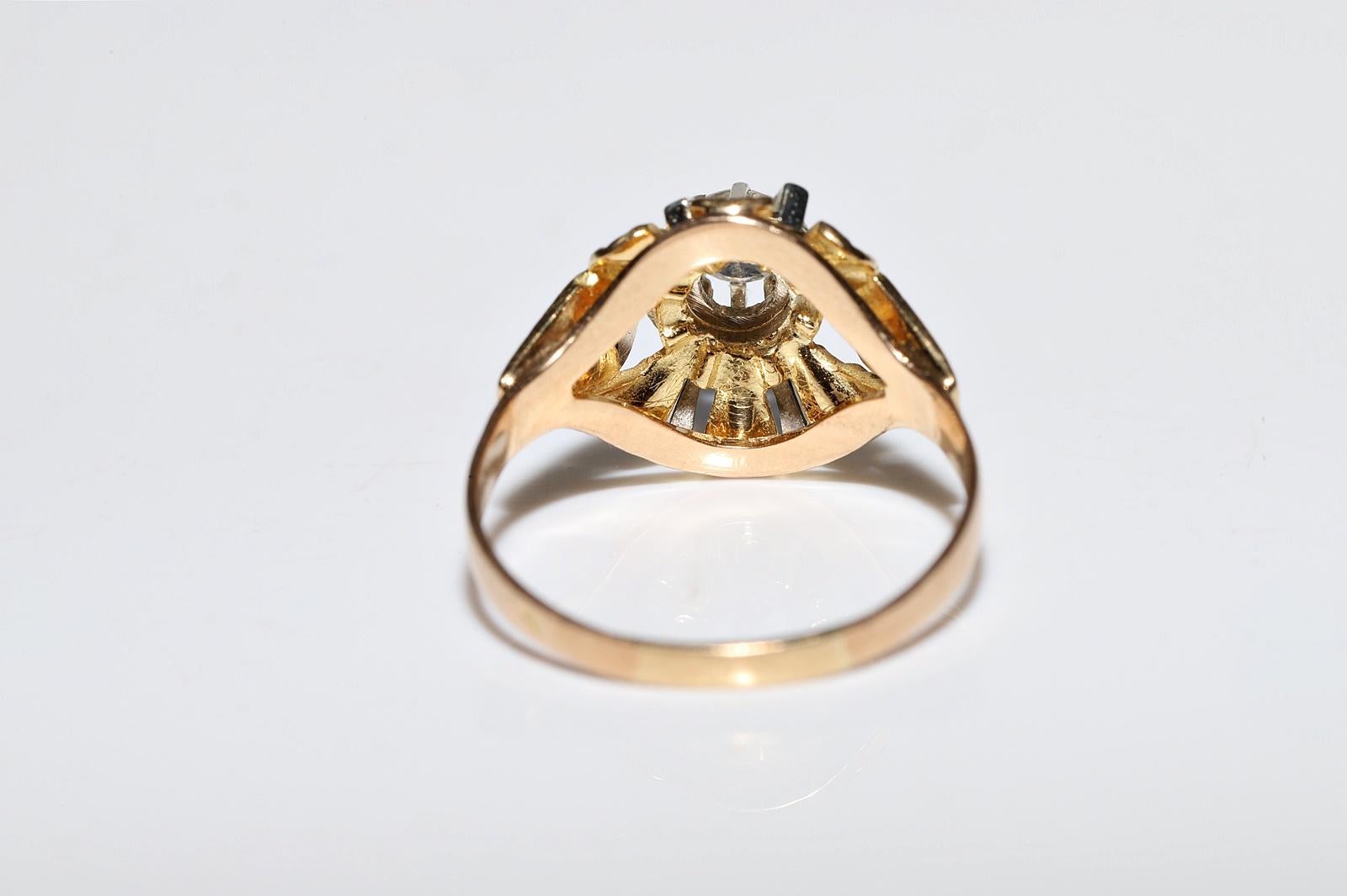 Antique Circa 1900s 18k Gold Natural Diamond Solitaire Engagement Ring For Sale 7