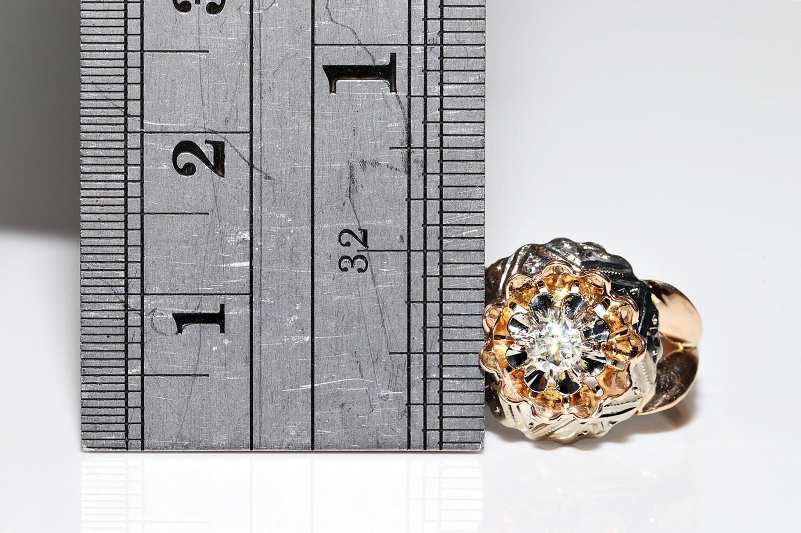 Anello di fidanzamento antico CIRCA 1900 in oro 18k con diamante naturale e solitario in vendita 7