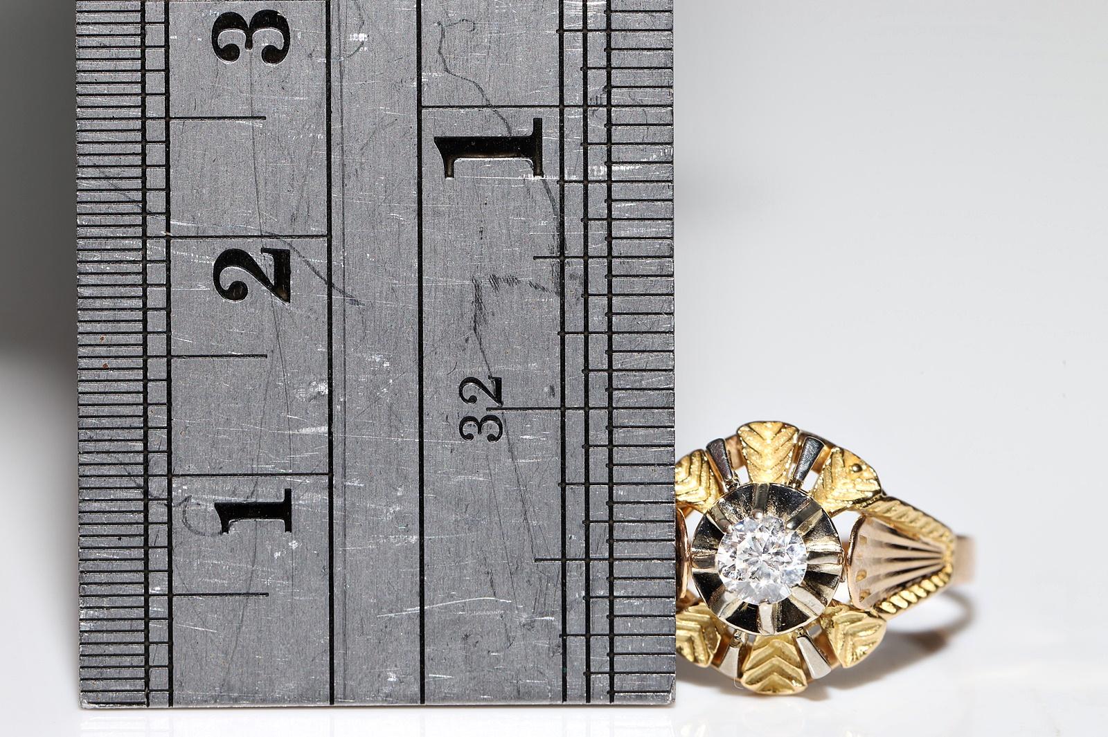 Antique Circa 1900s 18k Gold Natural Diamond Solitaire Engagement Ring For Sale 9