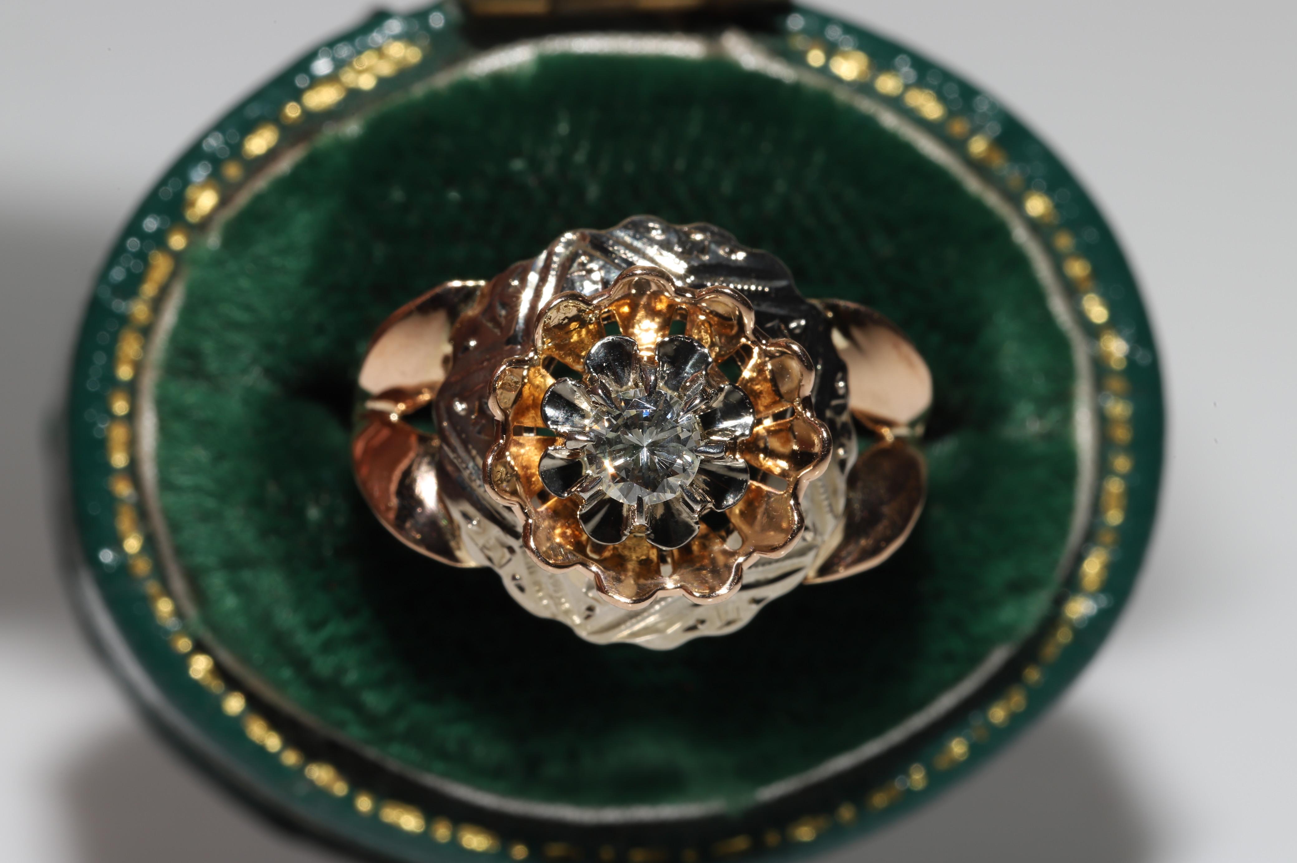 Anello di fidanzamento antico CIRCA 1900 in oro 18k con diamante naturale e solitario in vendita 12