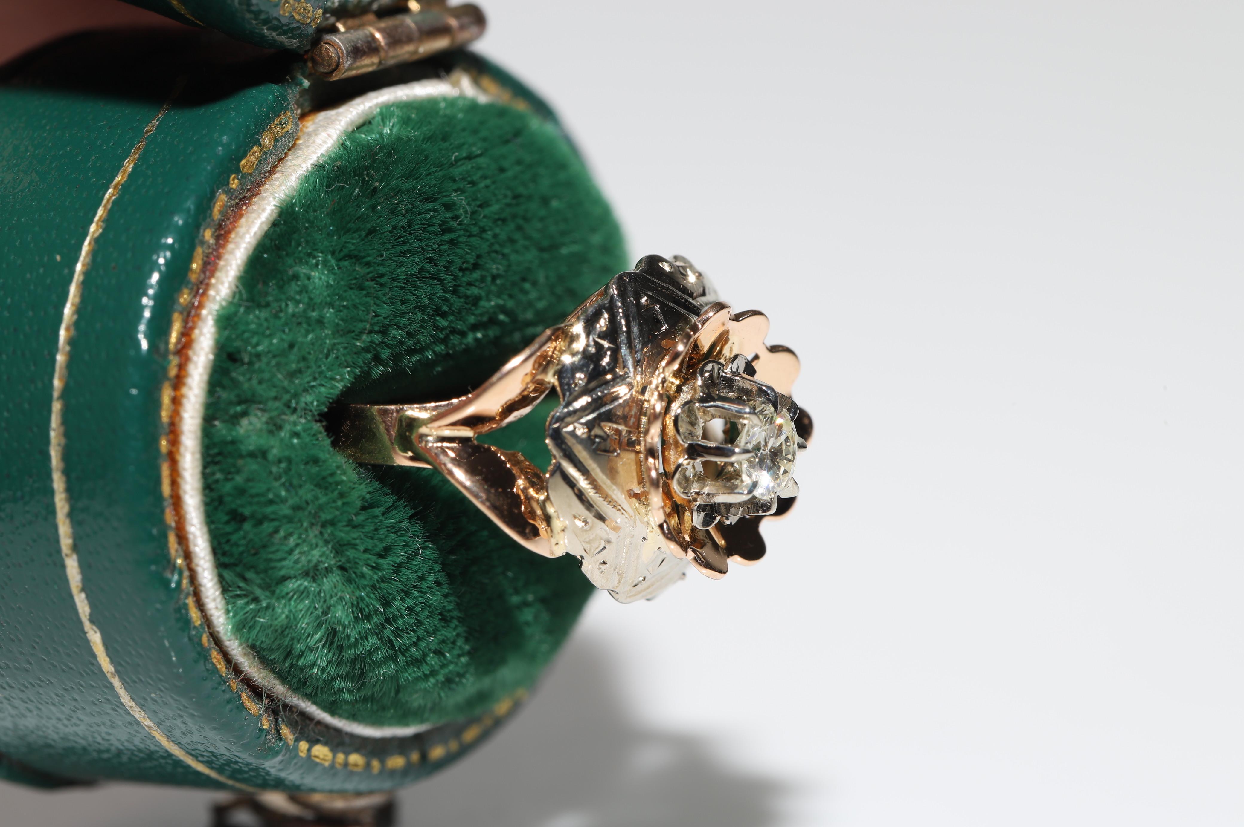 Anello di fidanzamento antico CIRCA 1900 in oro 18k con diamante naturale e solitario in vendita 13