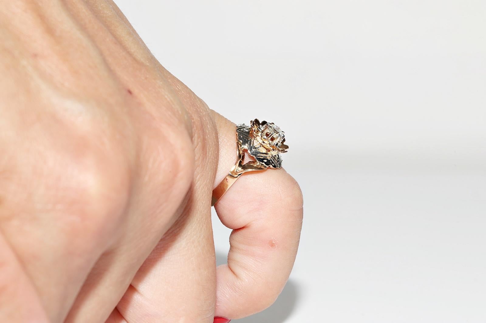 Taglio brillante Anello di fidanzamento antico CIRCA 1900 in oro 18k con diamante naturale e solitario in vendita