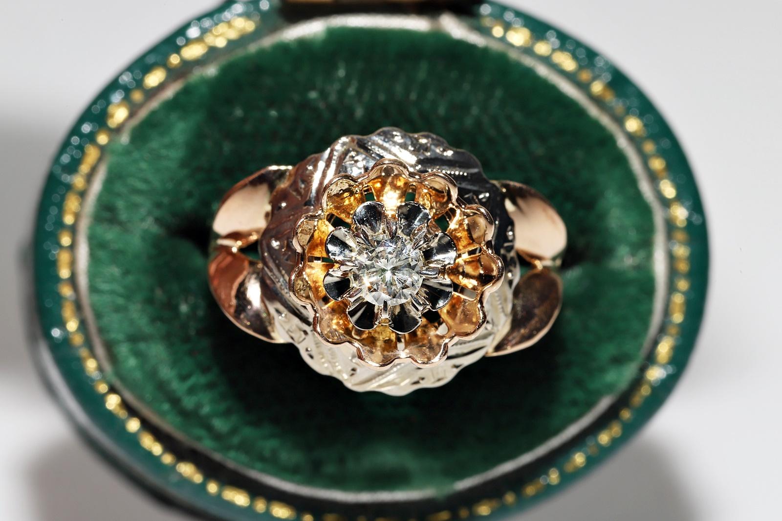 Anello di fidanzamento antico CIRCA 1900 in oro 18k con diamante naturale e solitario In condizioni buone in vendita a Fatih/İstanbul, 34