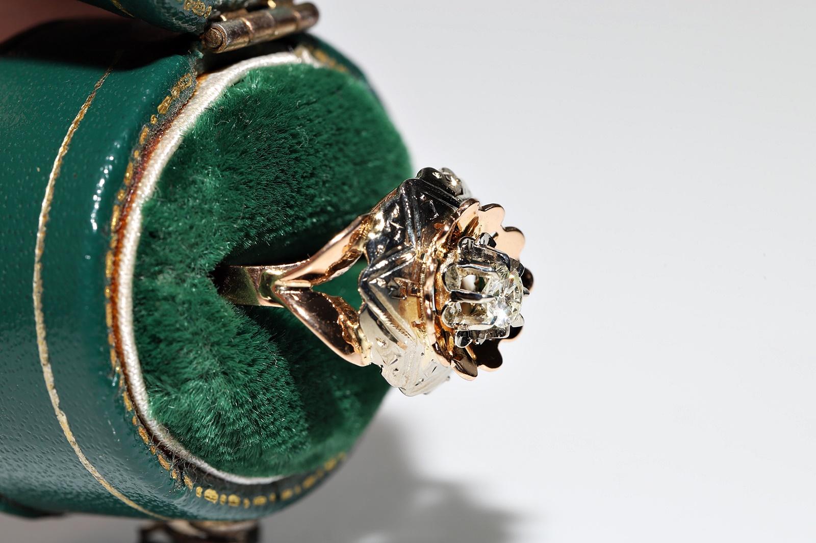 Donna Anello di fidanzamento antico CIRCA 1900 in oro 18k con diamante naturale e solitario in vendita