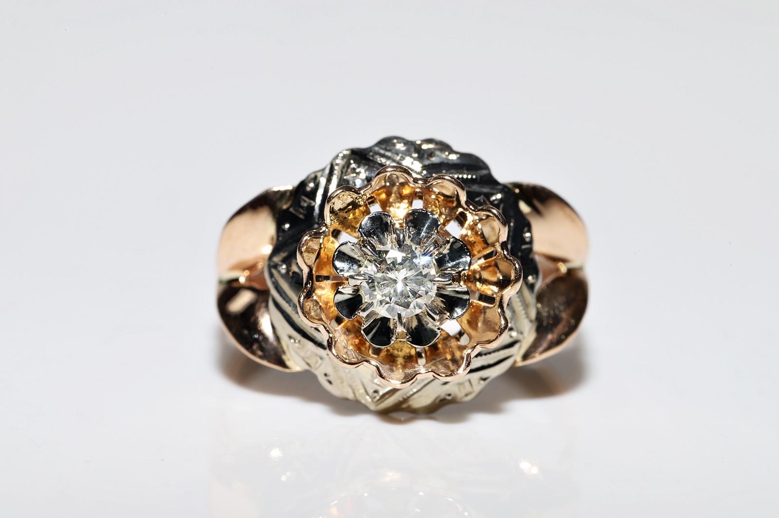 Anello di fidanzamento antico CIRCA 1900 in oro 18k con diamante naturale e solitario in vendita 1