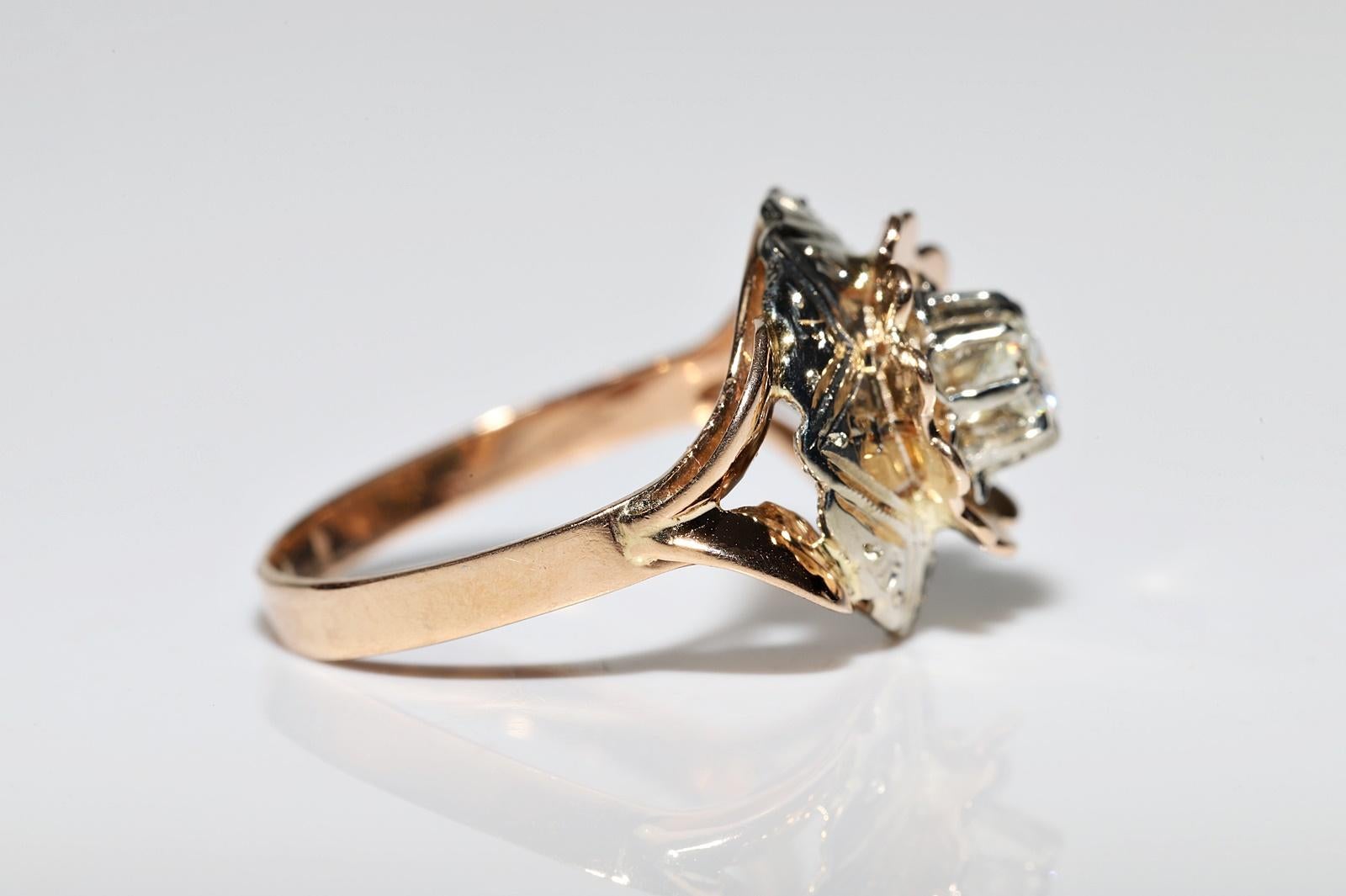 Anello di fidanzamento antico CIRCA 1900 in oro 18k con diamante naturale e solitario in vendita 3