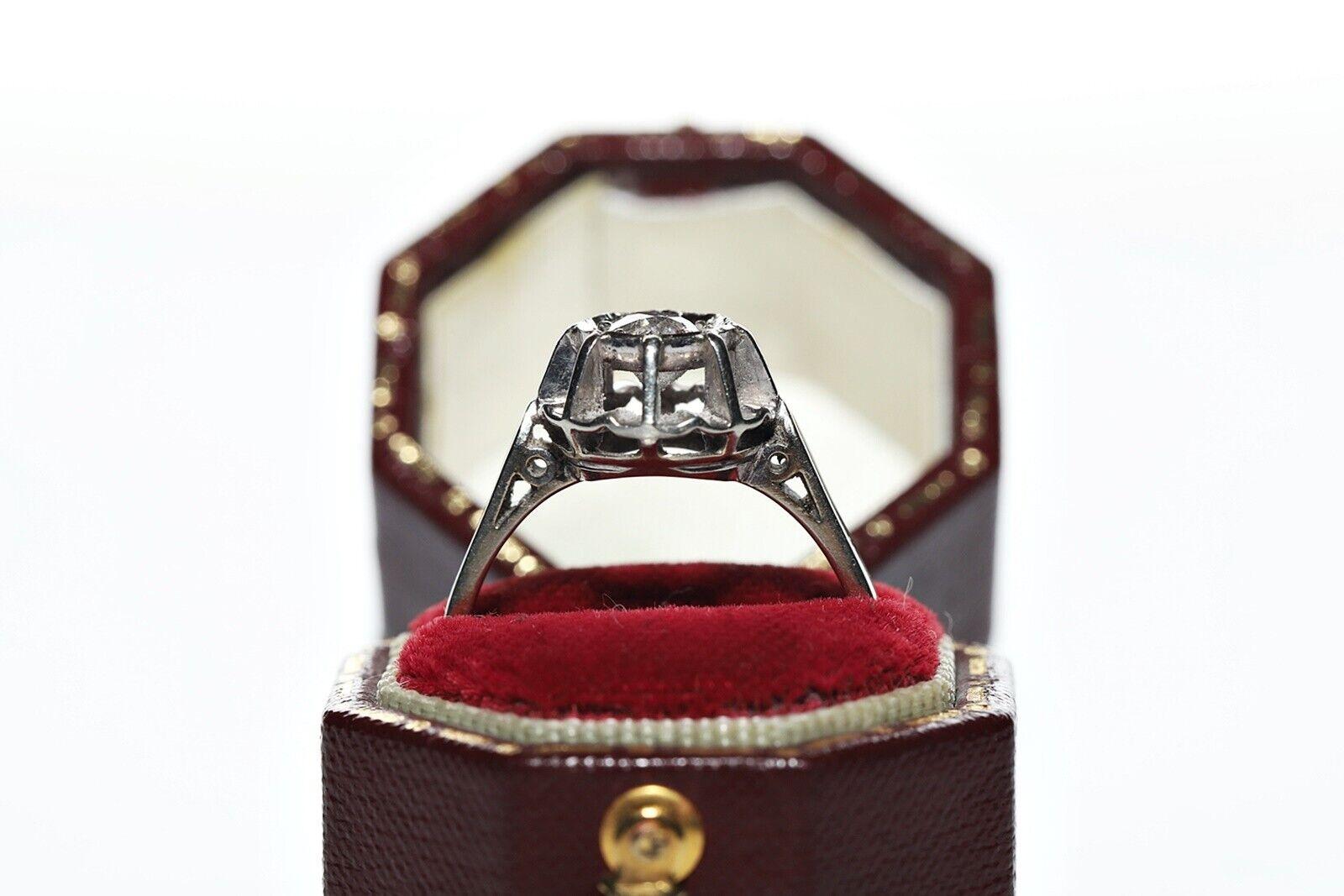 Brilliant Cut Antique Circa 1900s 18k Gold Natural Diamond Solitaire Ring For Sale