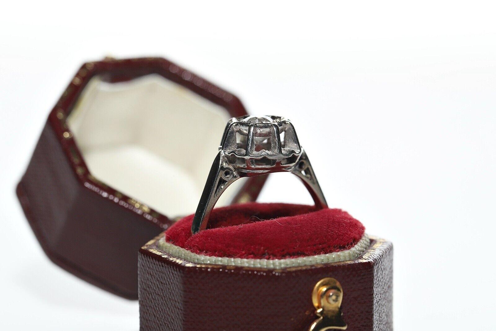 Antique Circa 1900s 18k Gold Natural Diamond Solitaire Ring In Good Condition For Sale In Fatih/İstanbul, 34