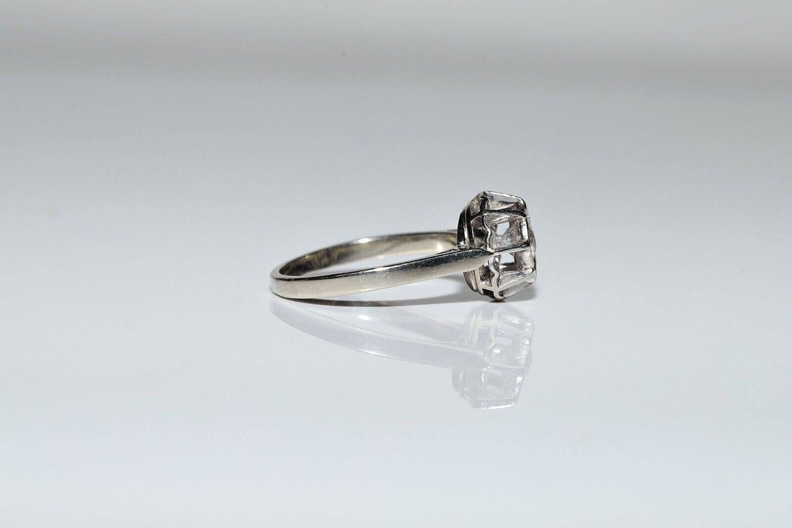 Antique Circa 1900s 18k Gold Natural Diamond Solitaire Ring For Sale 2