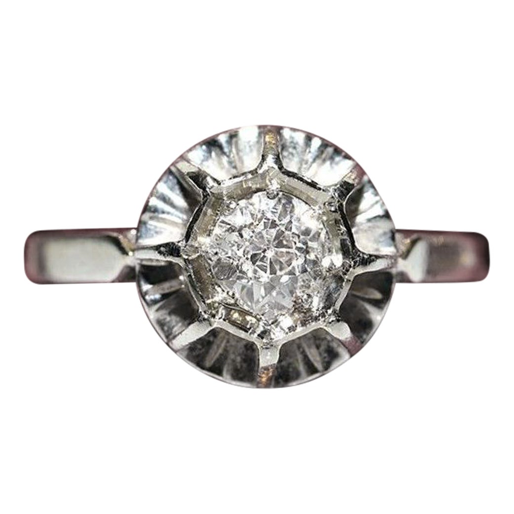 Antiker Solitär-Ring, um 1900, 18 Karat Gold, natürlicher Diamant