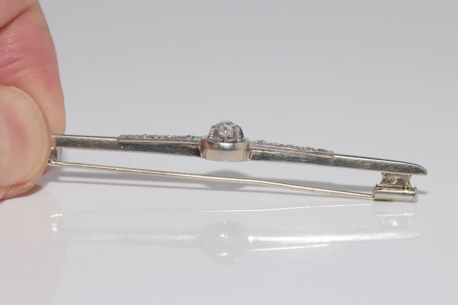 Antiguo broche de oro de 18 quilates de alrededor de 1900 con diamantes naturales talla vieja y talla rosa Victoriano en venta