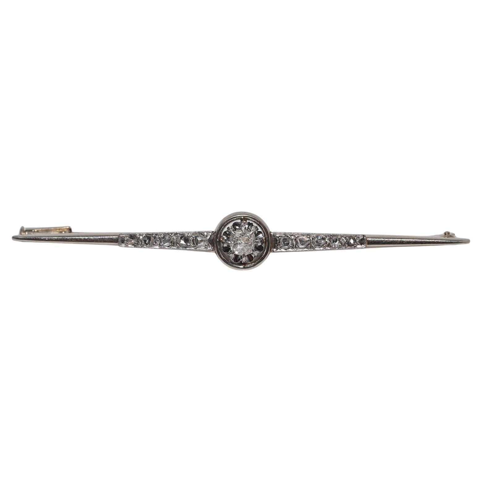Antica spilla in oro 18 ct. del 1900 con diamanti naturali taglio vecchio e taglio rosa