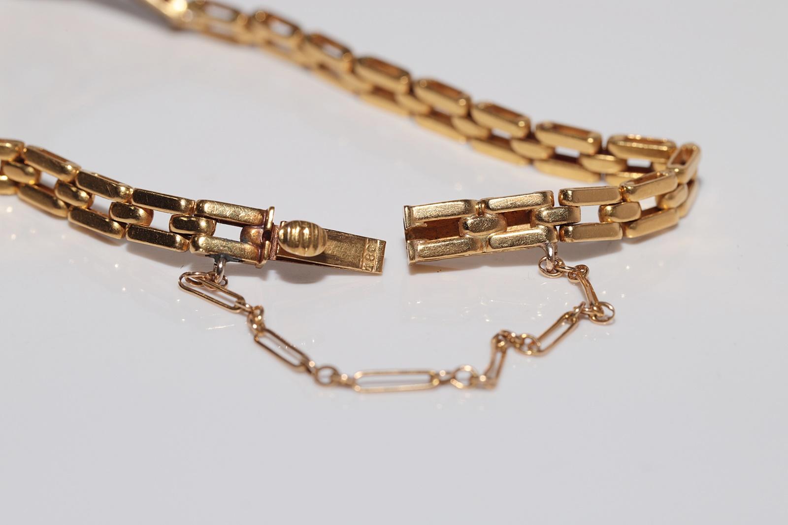 Bracelet ancien en or 18 carats, diamant naturel taille ancienne et rubis cabochon, datant des années 1900 en vente 9