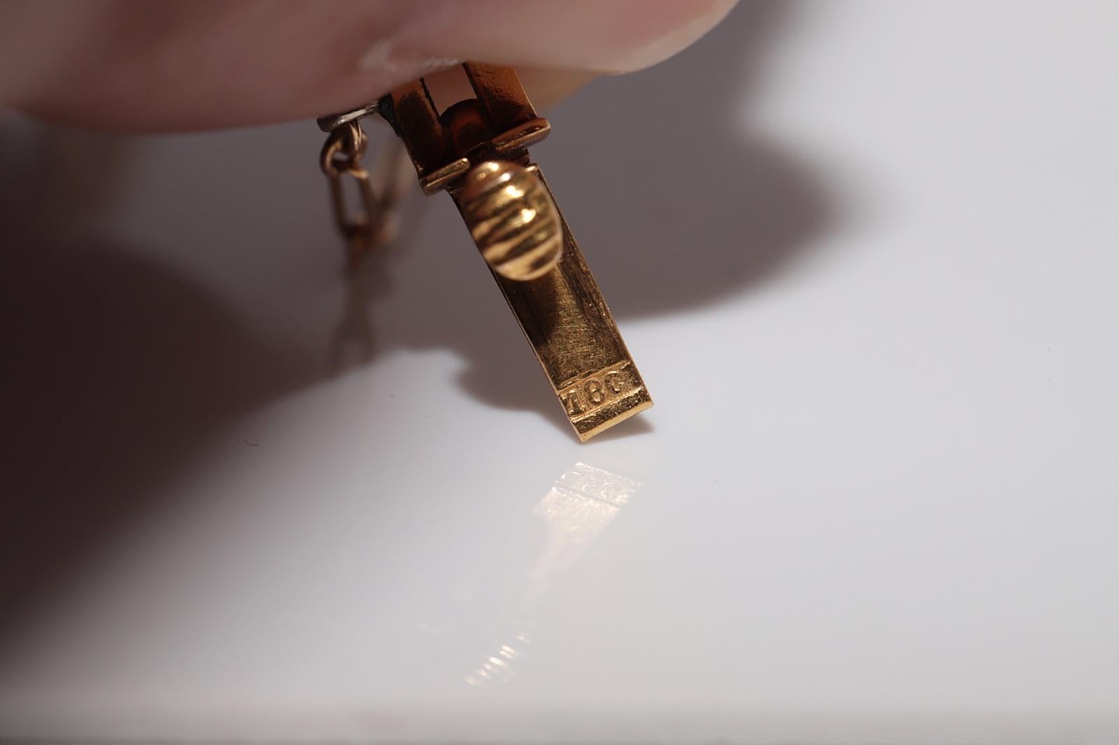 Bracelet ancien en or 18 carats, diamant naturel taille ancienne et rubis cabochon, datant des années 1900 en vente 10