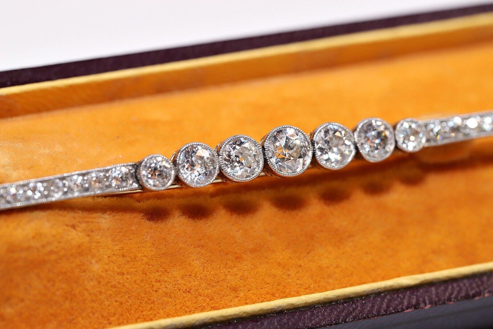 Antique Circa 1900s 18k Gold Natural Old Cut Diamond Decorated Brooch For Sale 7
