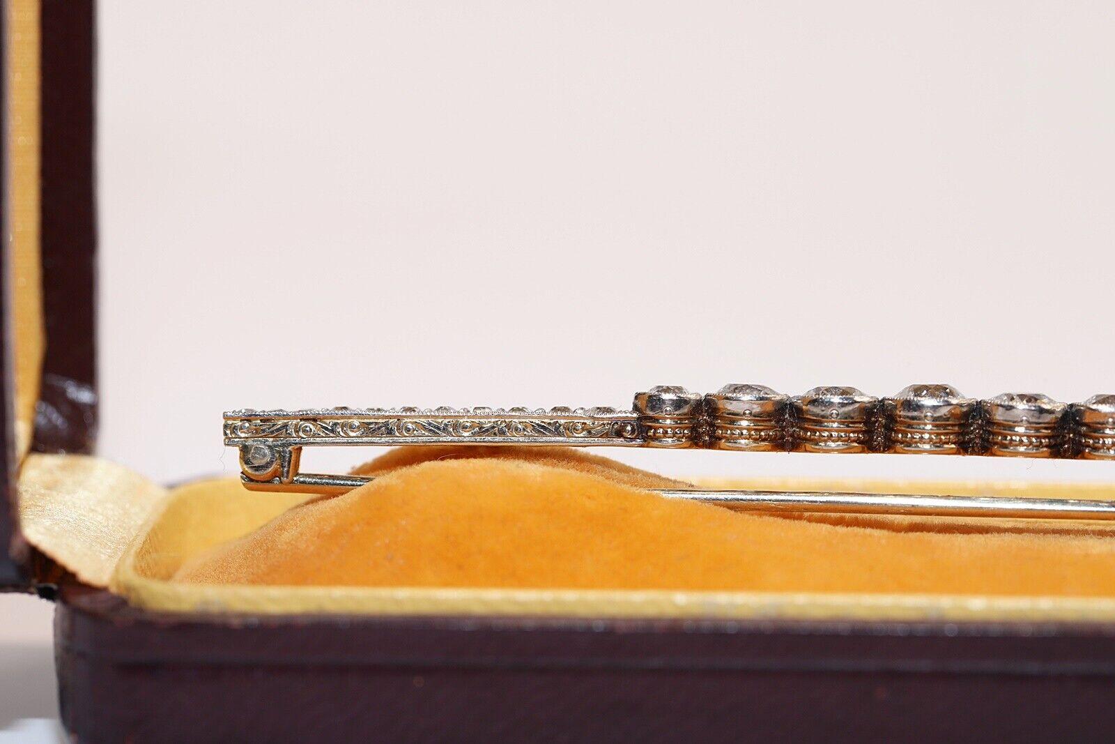 Late Victorian Antique Circa 1900s 18k Gold Natural Old Cut Diamond Decorated Brooch For Sale