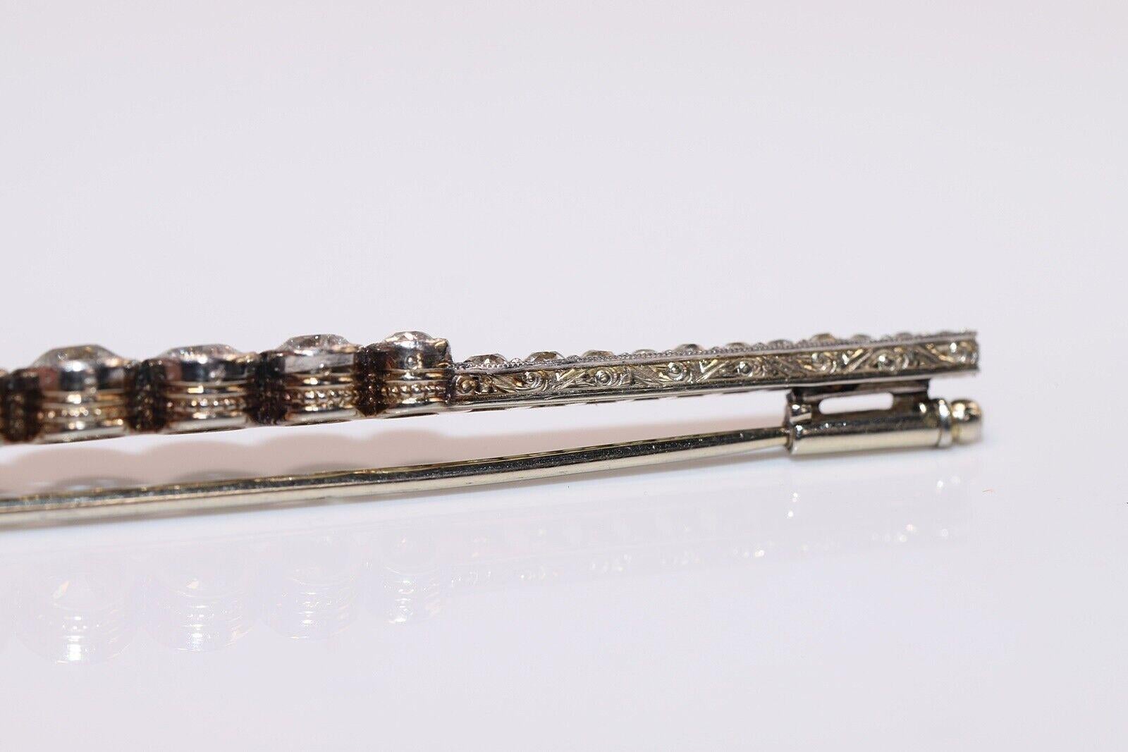 Antique Circa 1900s 18k Gold Natural Old Cut Diamond Decorated Brooch For Sale 2