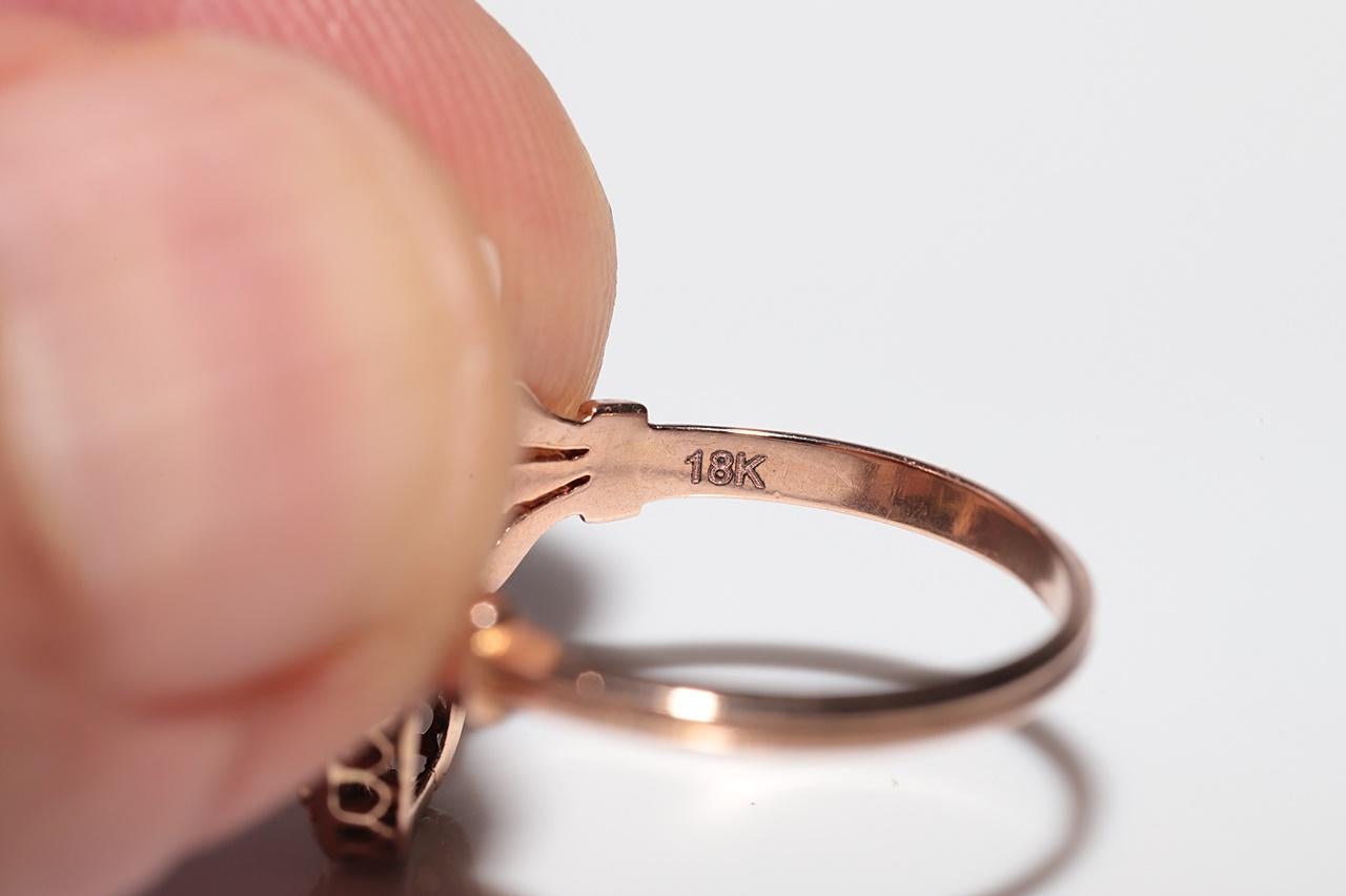 Antique Circa 1900s 18k Gold Natural Old Cut Diamond Decorated Enamel Ring For Sale 4