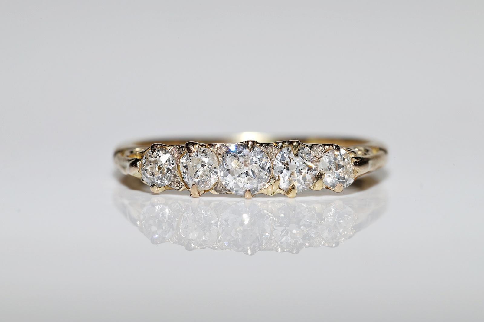 Antique Circa 1900s 18k Gold Natural Old Cut Diamond Decorated Engagement Ring For Sale 6