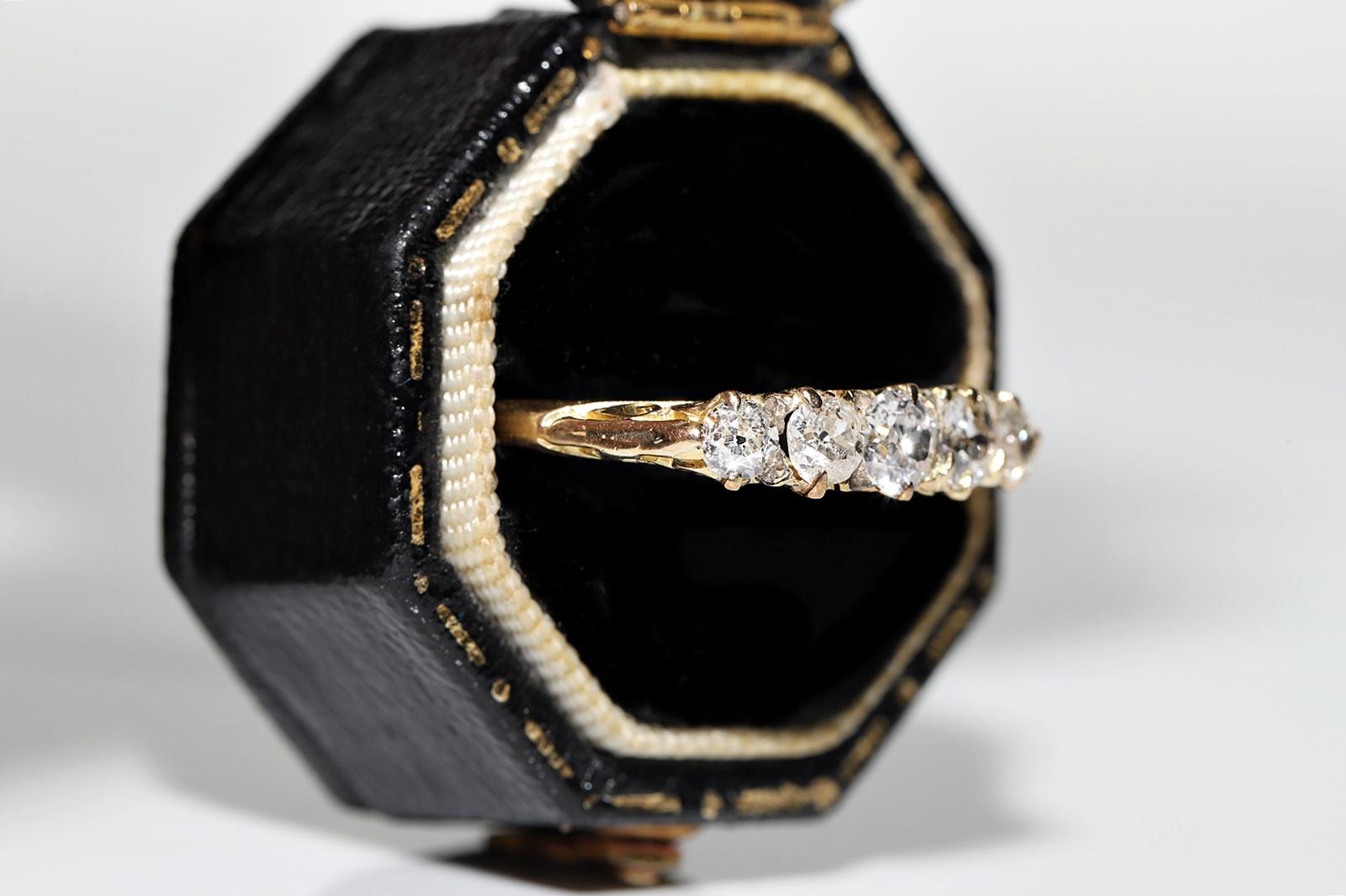 Antiker Verlobungsring, um 1900er Jahre, 18 Karat Gold, natürlicher Diamant im Altschliff, dekoriert (Viktorianisch) im Angebot