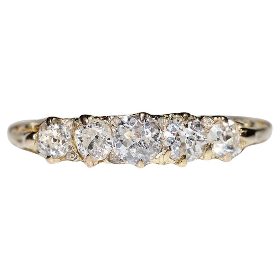 Antique Circa 1900s 18k Gold Natural Old Cut Diamond Decorated Engagement Ring For Sale