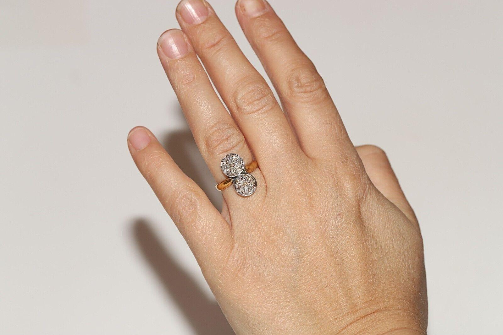 Bague ancienne des années 1900 en or 18 carats décorée de diamants naturels de taille ancienne en vente 9