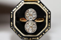 Antique Circa 1900s 18k Gold Natural Old Cut Diamond Decorated Ring