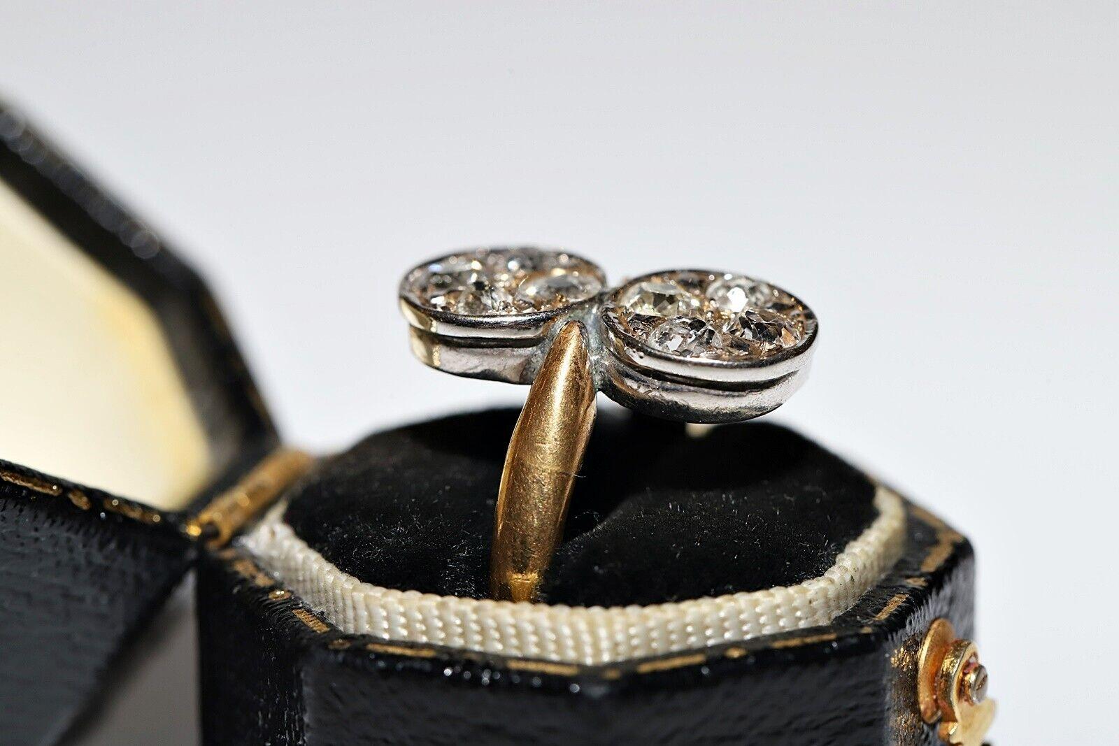 Victorien Bague ancienne des années 1900 en or 18 carats décorée de diamants naturels de taille ancienne en vente