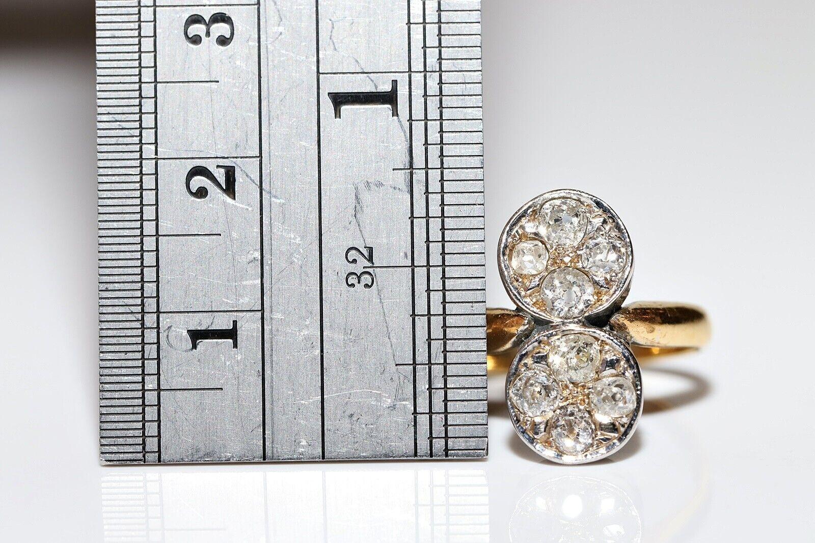 Bague ancienne des années 1900 en or 18 carats décorée de diamants naturels de taille ancienne Bon état - En vente à Fatih/İstanbul, 34