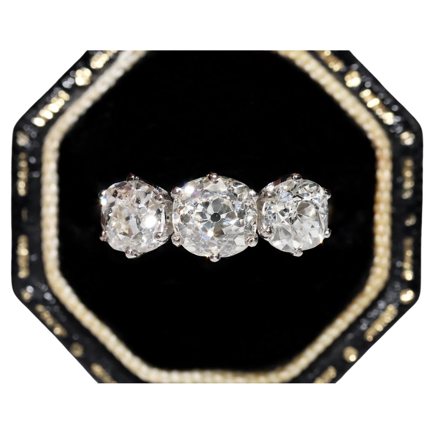 Antique Circa 1900s 18k Gold Natural Old Cut Diamond Ring 